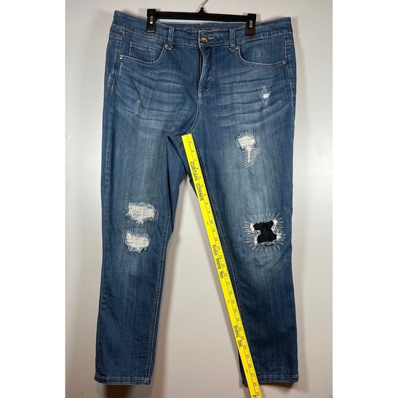 Melissa McCartney Seven Mid Rise Patchwork Skinny Ankle Jeans, Plus Size 16W - Picture 5 of 11